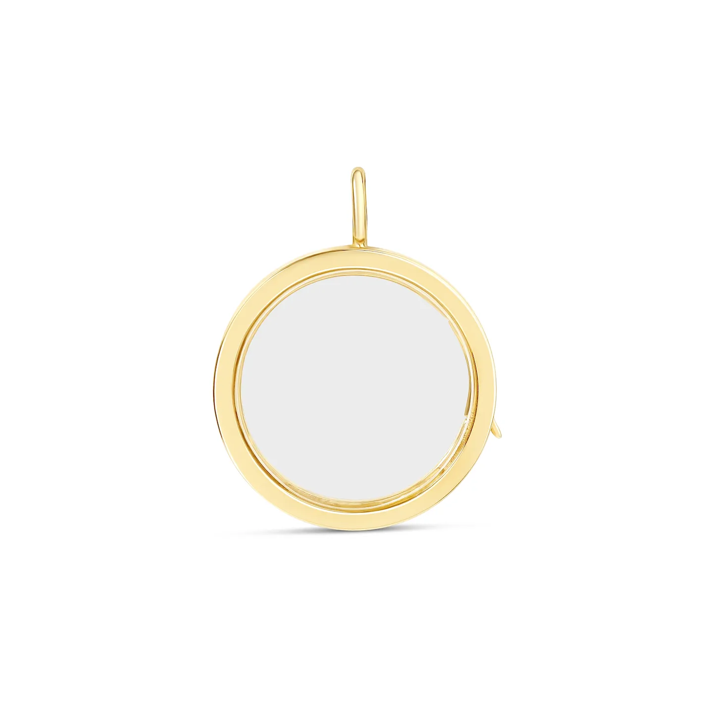14k Solid Gold Round Glass Charm Locket