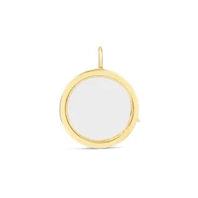 14k Solid Gold Round Glass Charm Locket