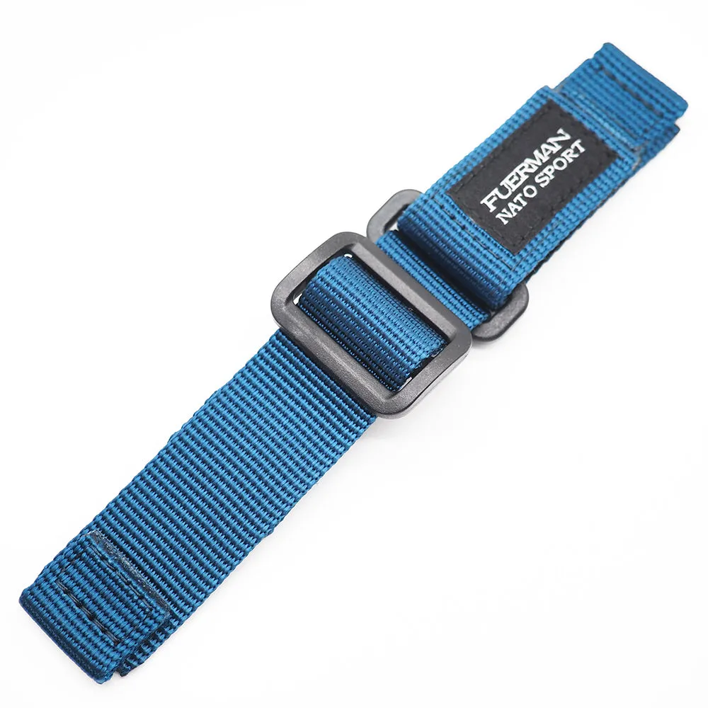 20mm, 22mm Nylon Sport Velcro Watch Strap, Army Green / Black / Blue