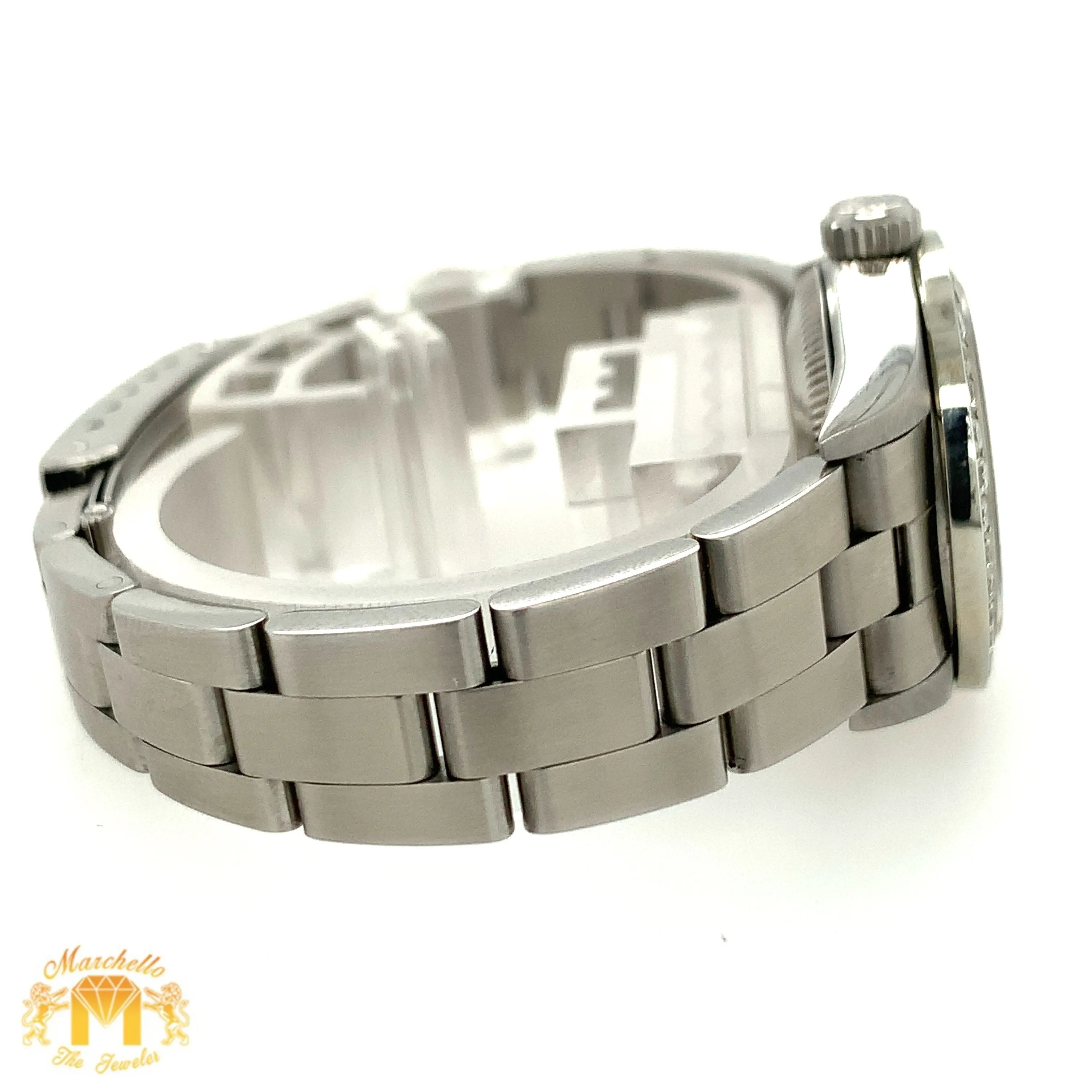 24mm Ladies’ Rolex Oyster Perpetual Stainless Steel Diamond Watch (diamond hour markers)