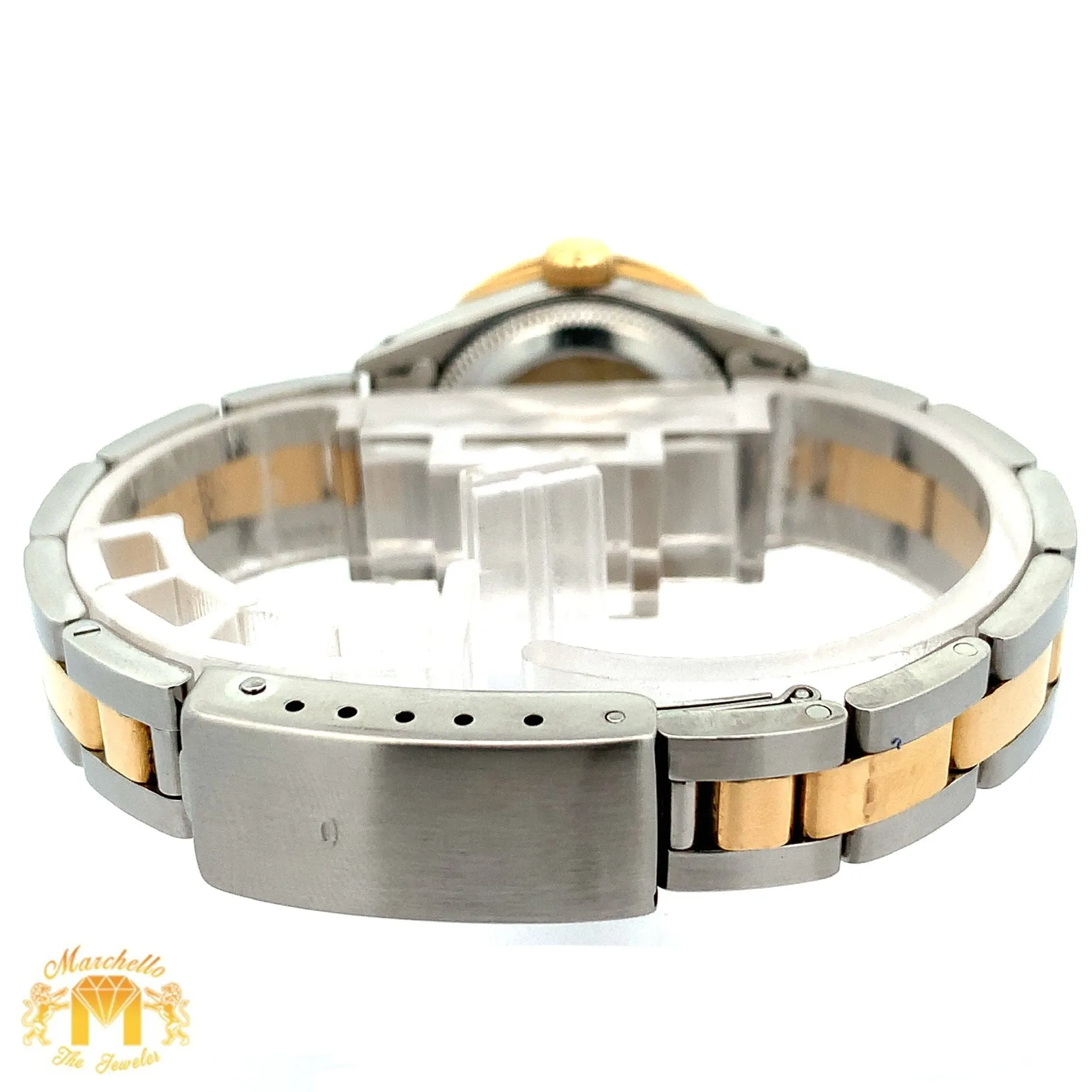 26mm Ladies` Diamond Watch with Two-Tone Oyster Bracelet (custom diamond dial and bezel)