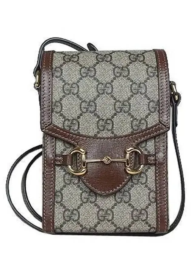 625615 Gold Horsebit 1955 Supreme Canvas Brown Leather Mini Cross Bag