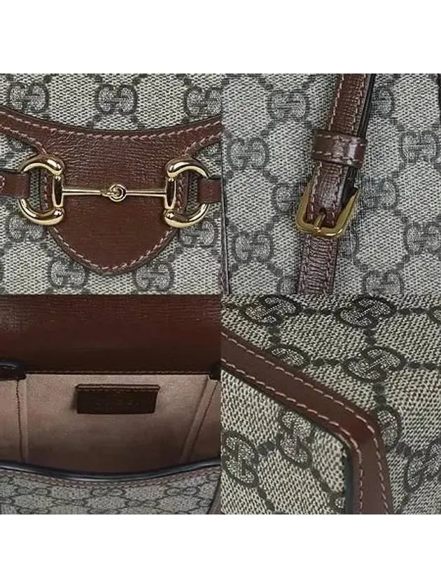 625615 Gold Horsebit 1955 Supreme Canvas Brown Leather Mini Cross Bag