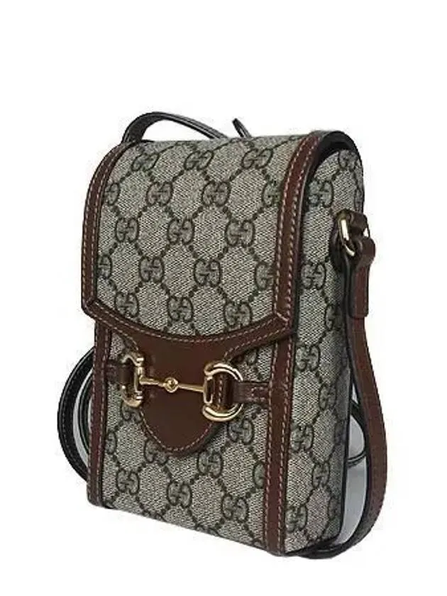 625615 Gold Horsebit 1955 Supreme Canvas Brown Leather Mini Cross Bag
