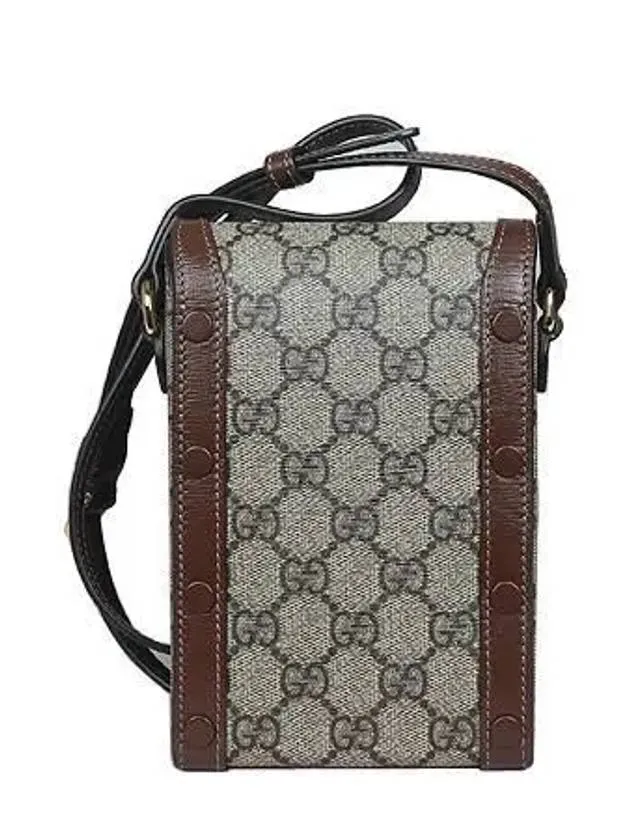 625615 Gold Horsebit 1955 Supreme Canvas Brown Leather Mini Cross Bag