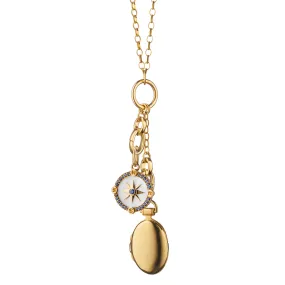 “Adventure” Compass and “Anna” Locket Charm Necklace