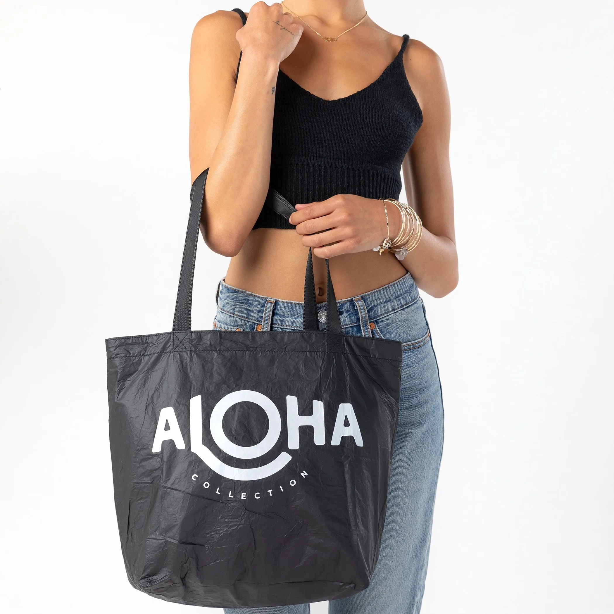 ALOHA Le Palm Reversible Tote / White & Black