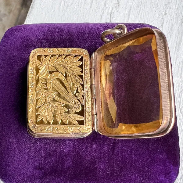 Antique Victorian Citrine Vinaigrette Locket Pendant