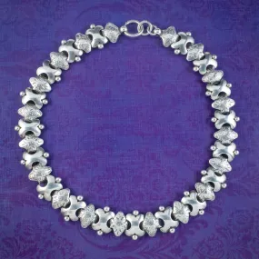 Antique Victorian Sterling Silver Forget Me Not Collar Necklace