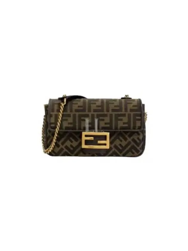 Baguette Chain FF Jacquard Medium Cross Bag Brown