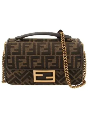 Baguette Chain FF Jacquard Medium Cross Bag Brown