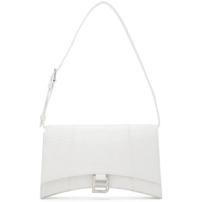 Balenciaga White Croc Slim Hourglass Sling Bag