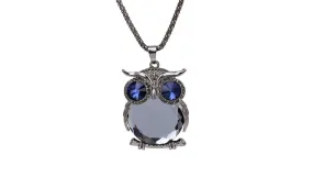 Black Crystal Gem Animal Owl Pendant Necklaces