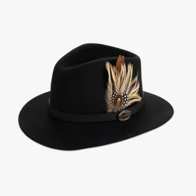 Black Fedora with Game Gird Feather