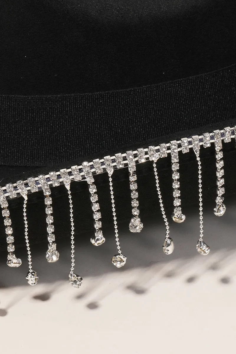 Black or Pink Felt Rhinestone Hats