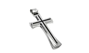 Black Silver Stainless Steel Cross Pendant Necklace