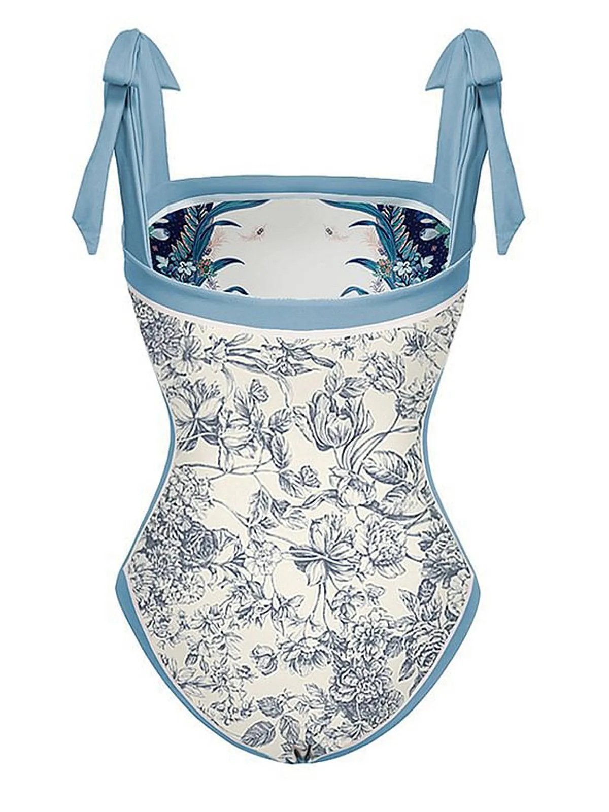 Blue 1930s Straps Reversible Swimsuit