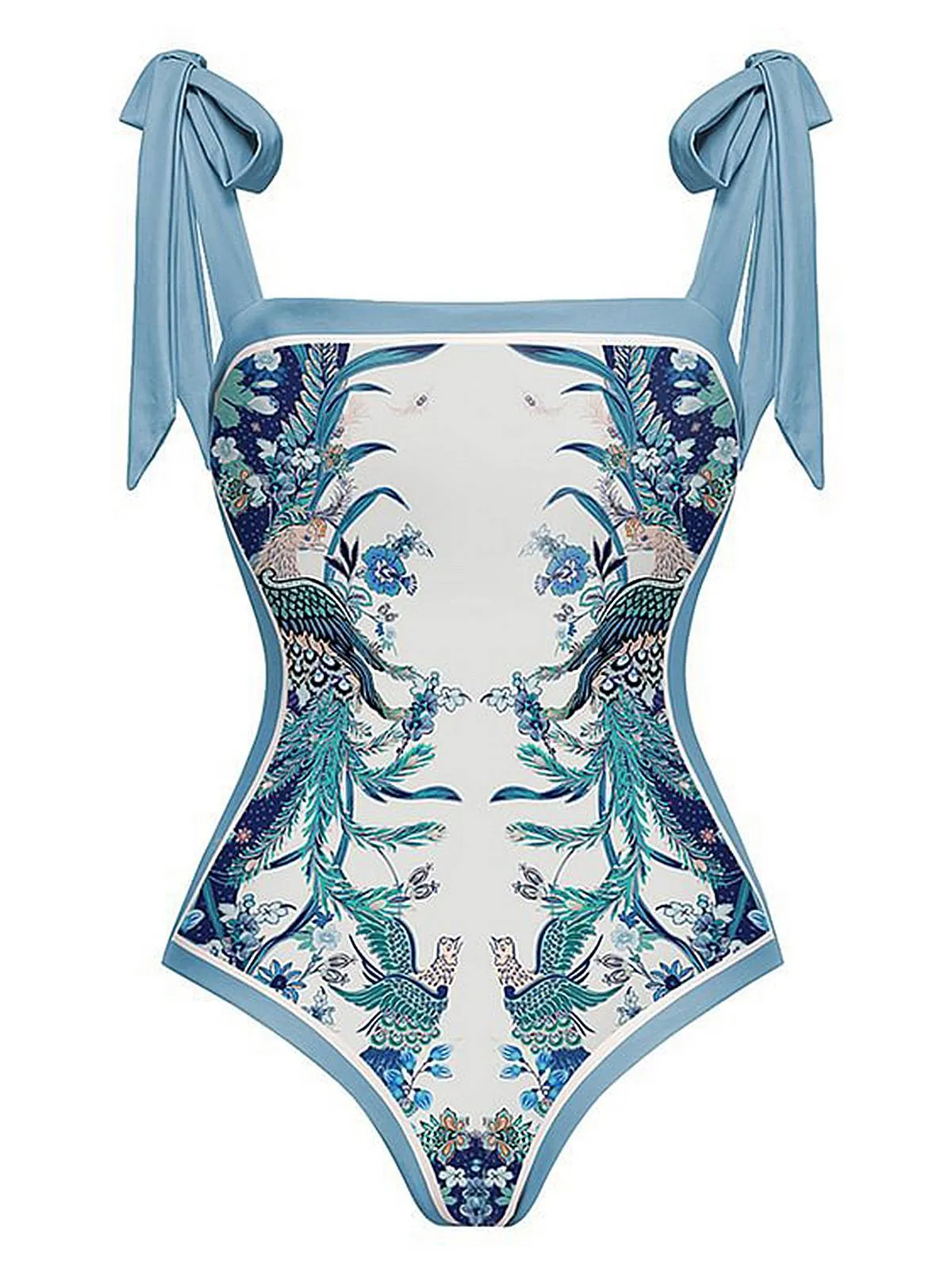 Blue 1930s Straps Reversible Swimsuit