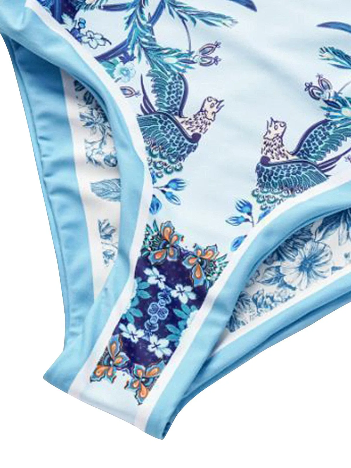 Blue 1930s Straps Reversible Swimsuit