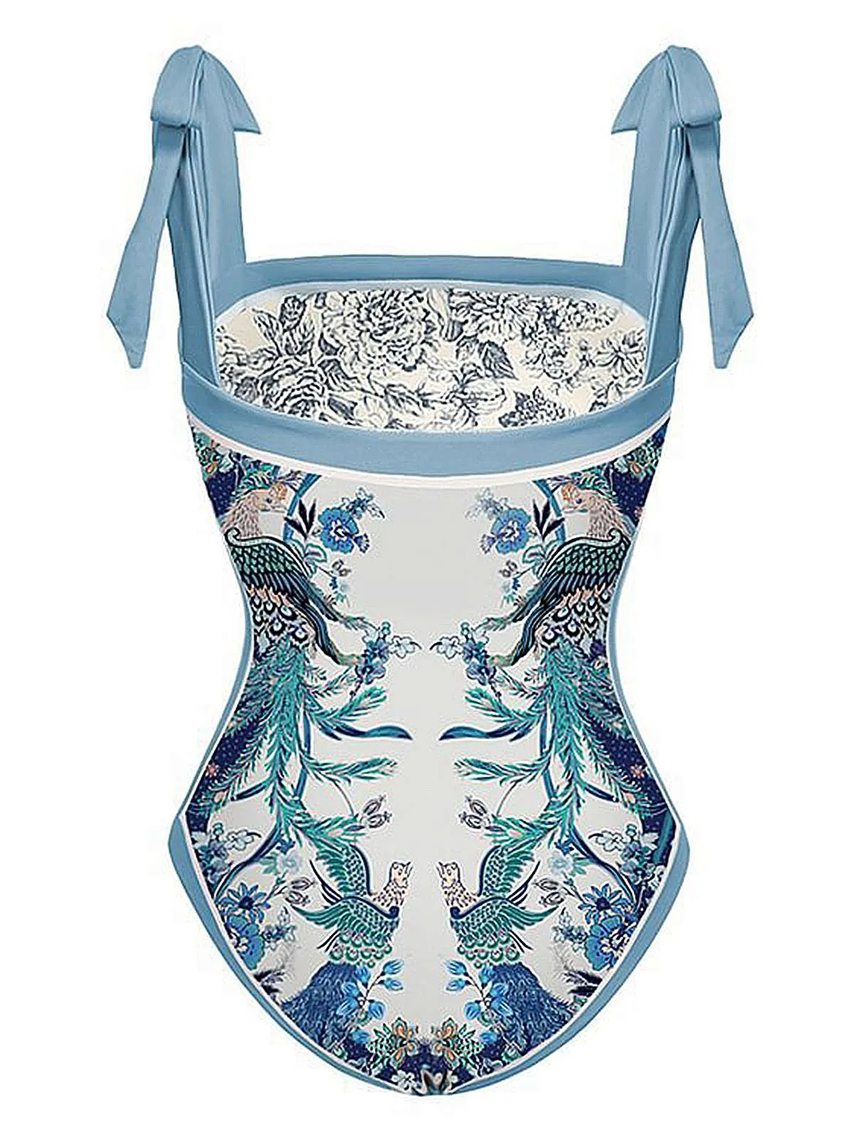 Blue 1930s Straps Reversible Swimsuit