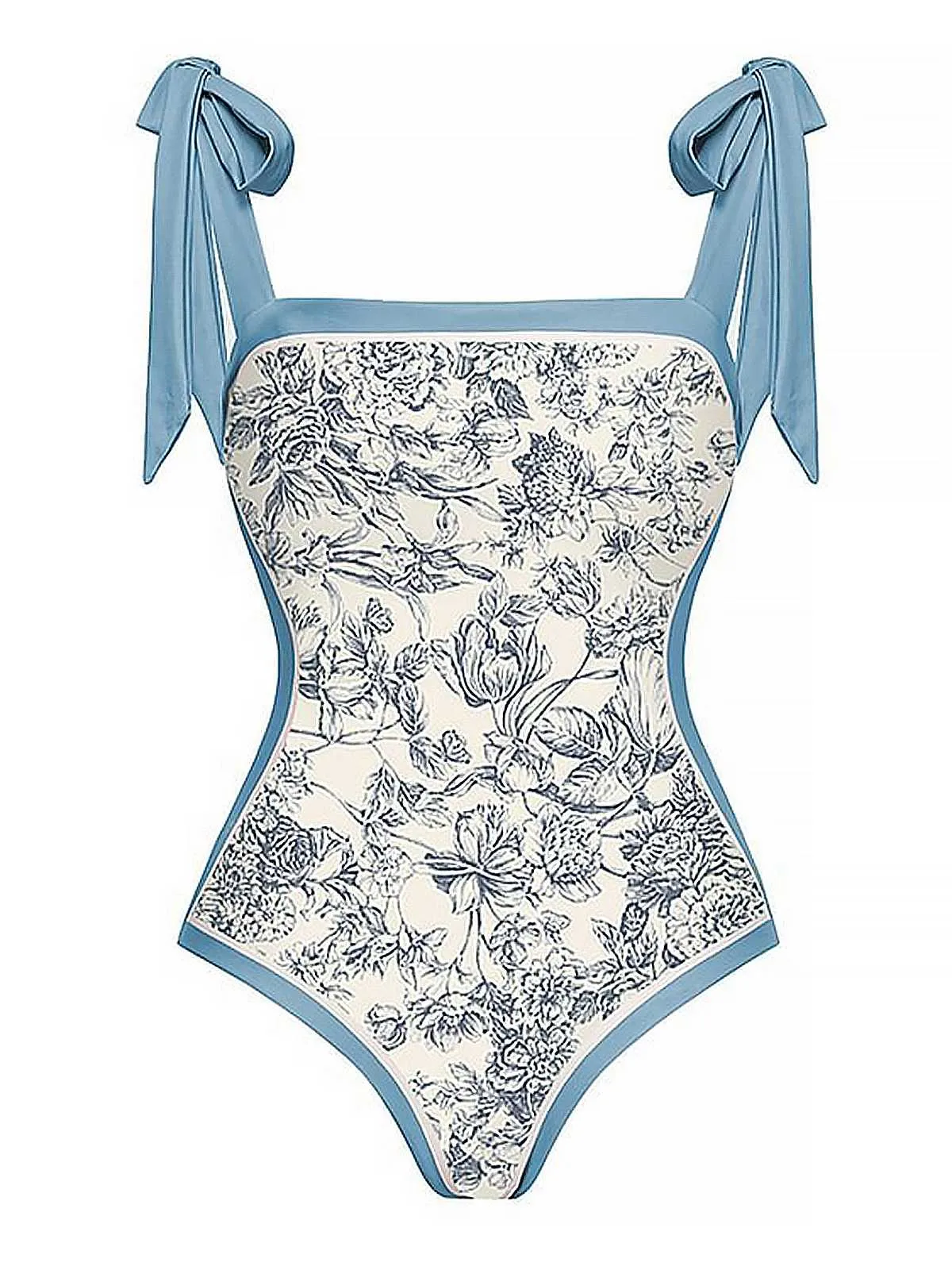 Blue 1930s Straps Reversible Swimsuit