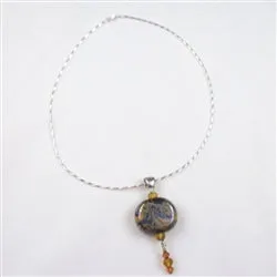 Blue Swirled Designer Handmade Artisan Bead Pendant Necklace