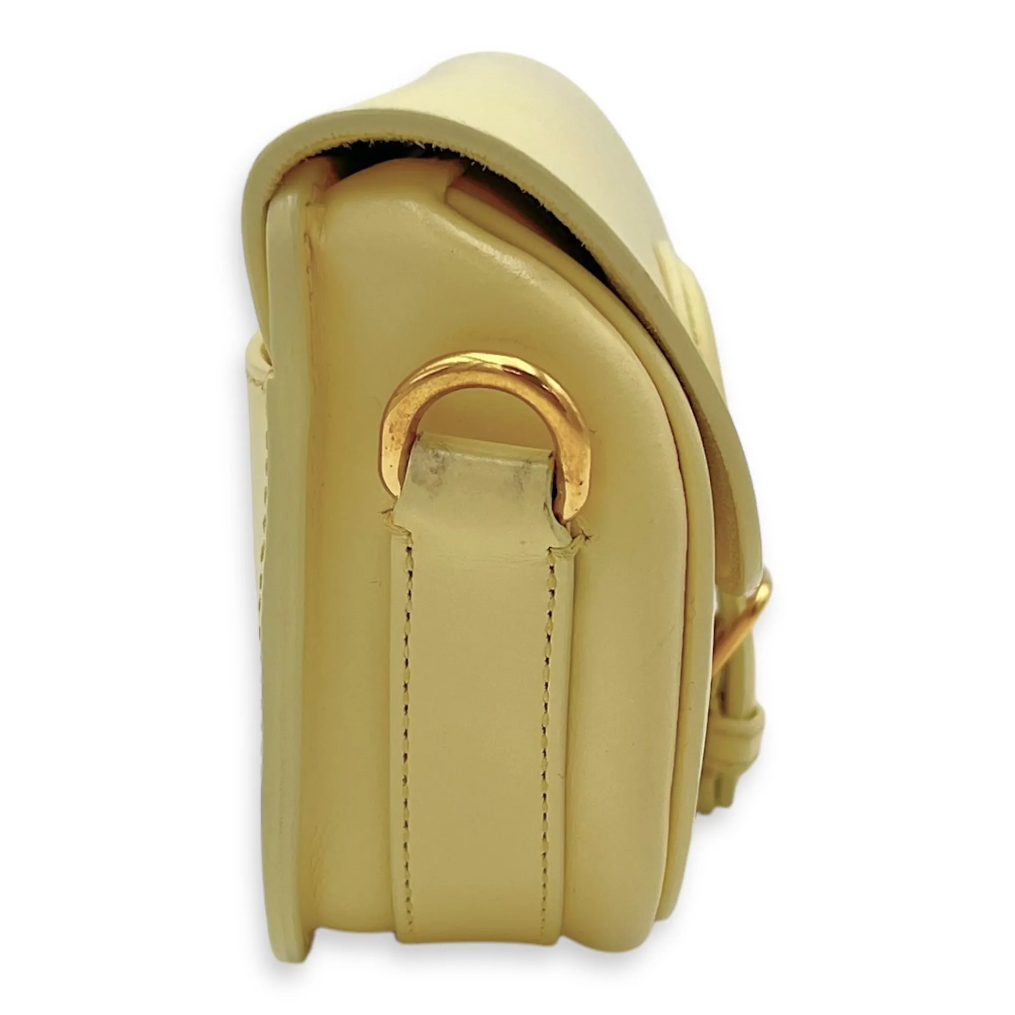 Bobby East West Yellow Crossbody Bag in Calfskin, Gold hardware