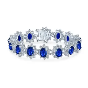 Bridal Cocktail Tennis Bracelet with Dark Pink Simulated Gemstones
