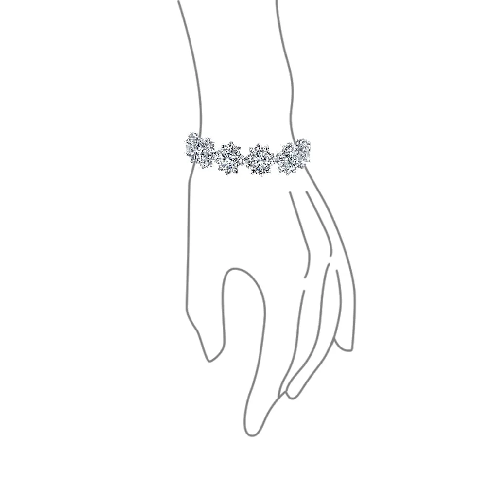 Bridal Cocktail Tennis Bracelet with Dark Pink Simulated Gemstones