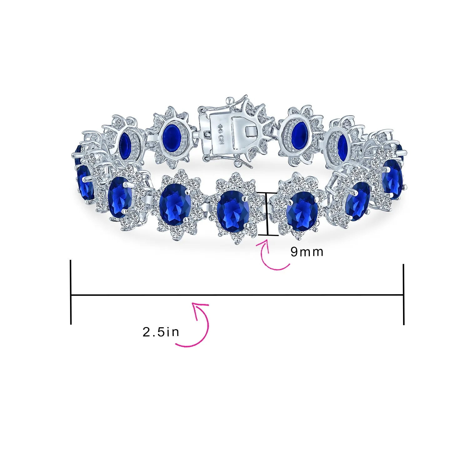 Bridal Cocktail Tennis Bracelet with Dark Pink Simulated Gemstones