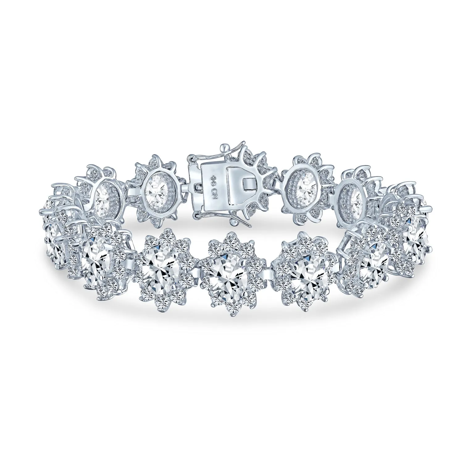 Bridal Cocktail Tennis Bracelet with Dark Pink Simulated Gemstones