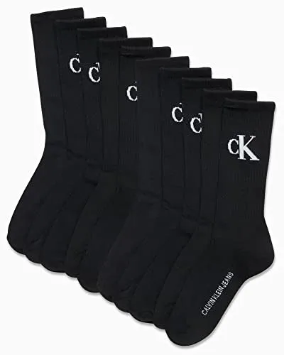 Calvin Klein Men's Athletic Socks - Cushion Crew Socks (10 Pack), Size 7-12, Black Light Grey Logo