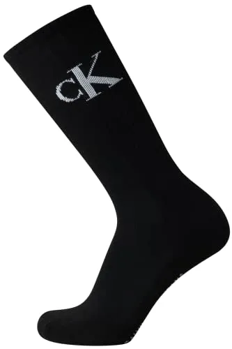 Calvin Klein Men's Athletic Socks - Cushion Crew Socks (10 Pack), Size 7-12, Black Light Grey Logo