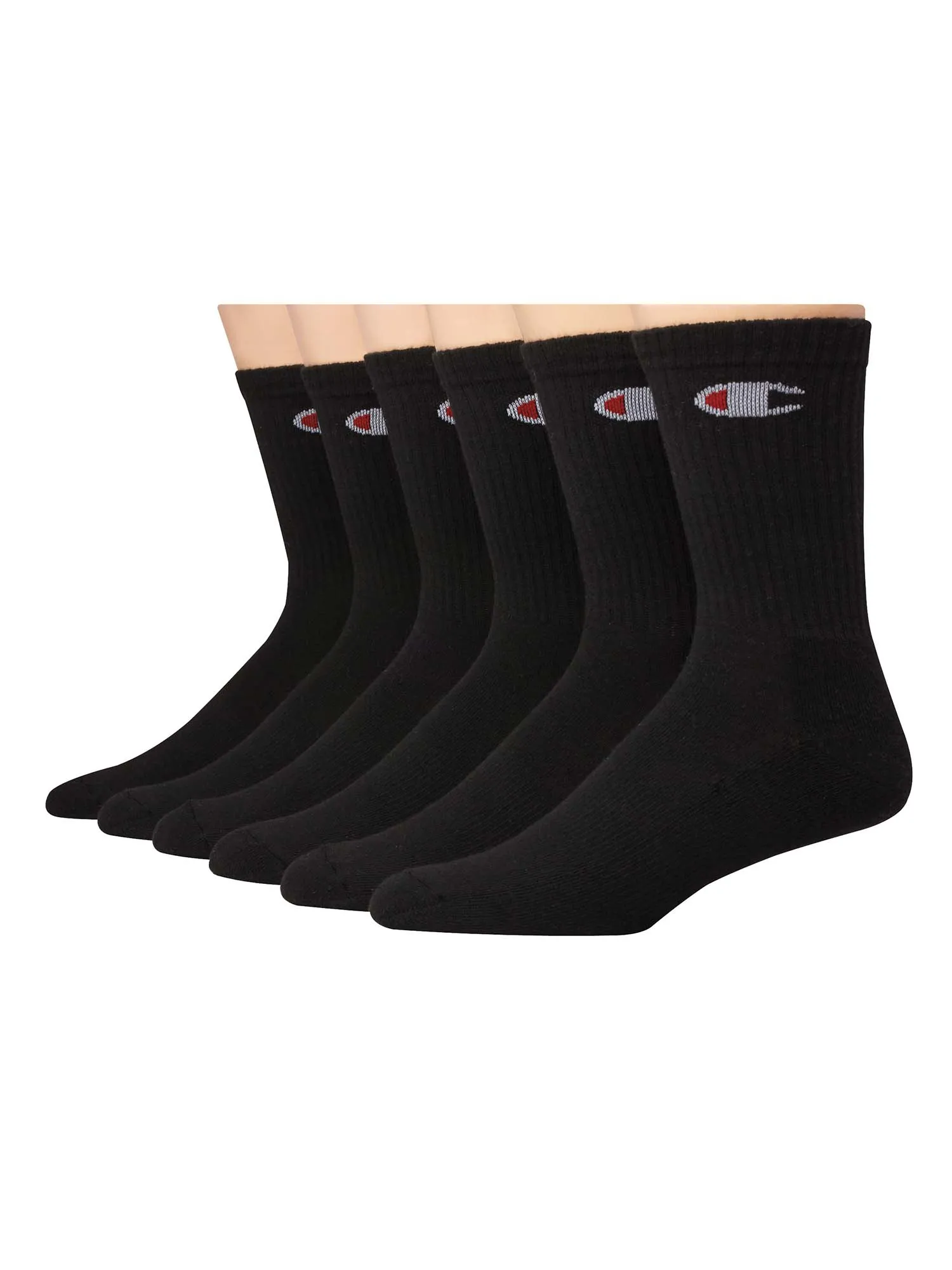 Champion - Men's Crew Socks 6-pairs, Black