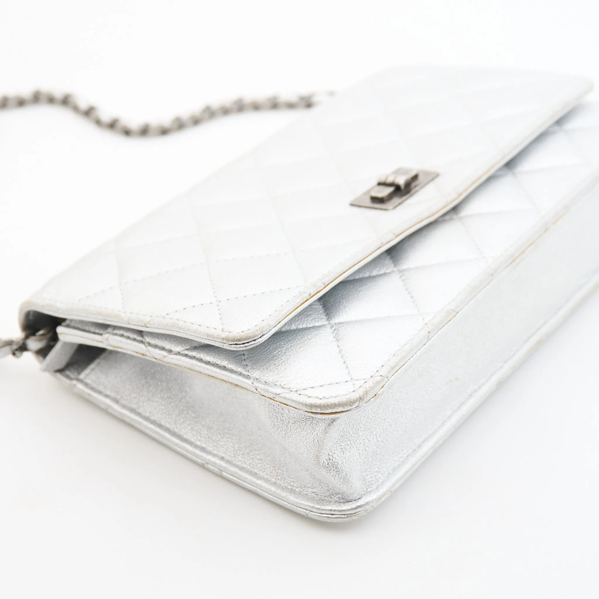 Chanel Lambskin Quilted Wallet On Chain in Silver SHW