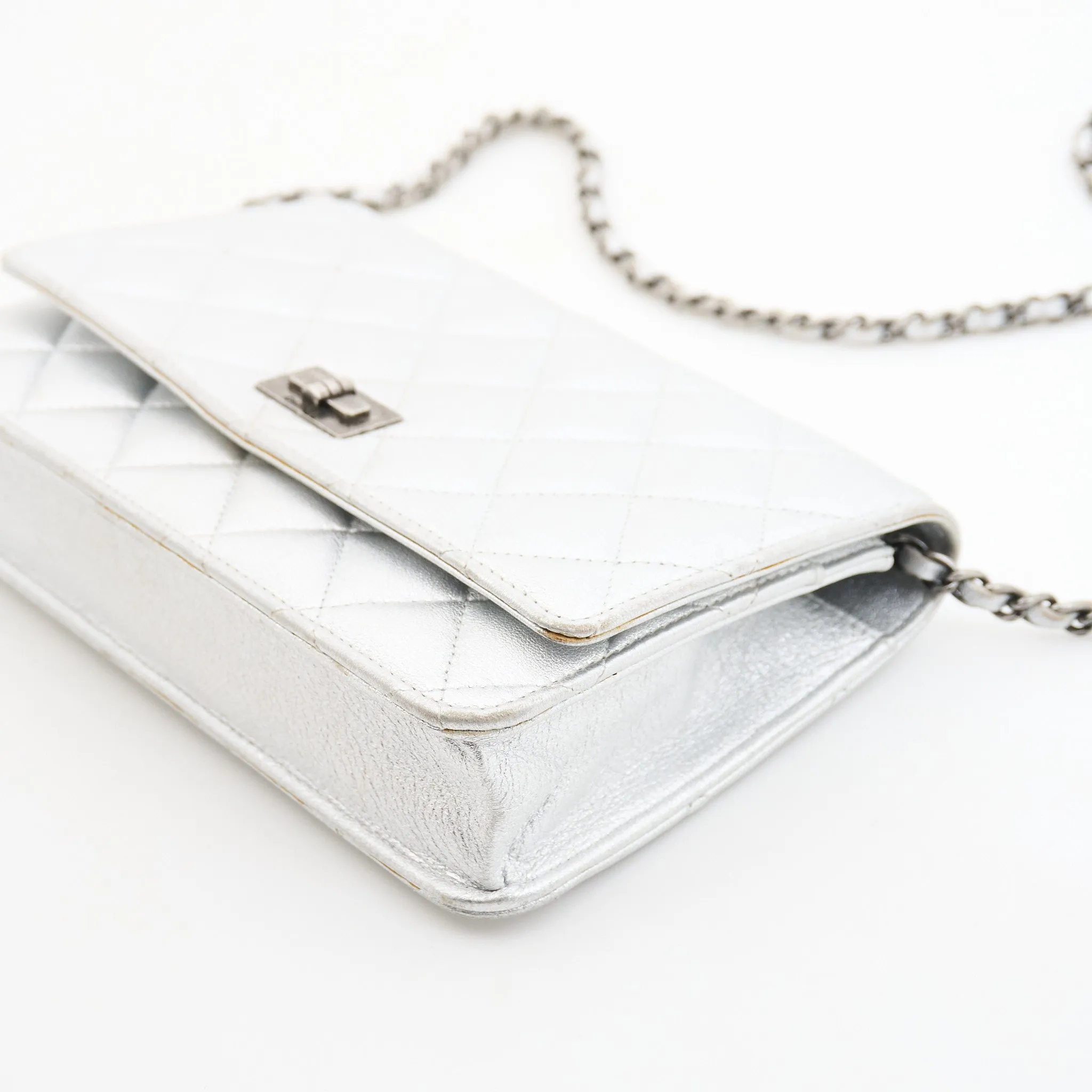Chanel Lambskin Quilted Wallet On Chain in Silver SHW