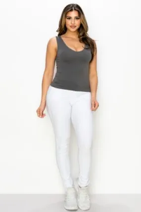CHARCOAL SHORT ONE SZ V or U Neckline Reversible Seamless Tank
