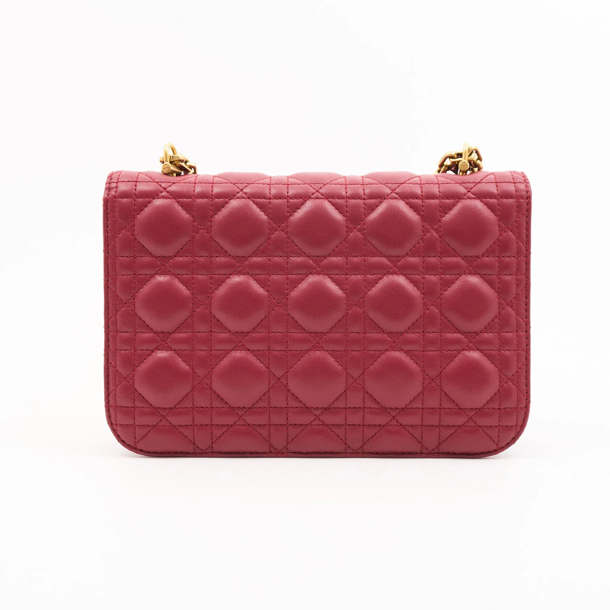 Christian Dior Lambskin Cannage Small DiorAddict Burgundy Flap Bag