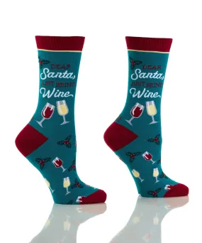 Christmas Women's Crew Sock Bring Wine
