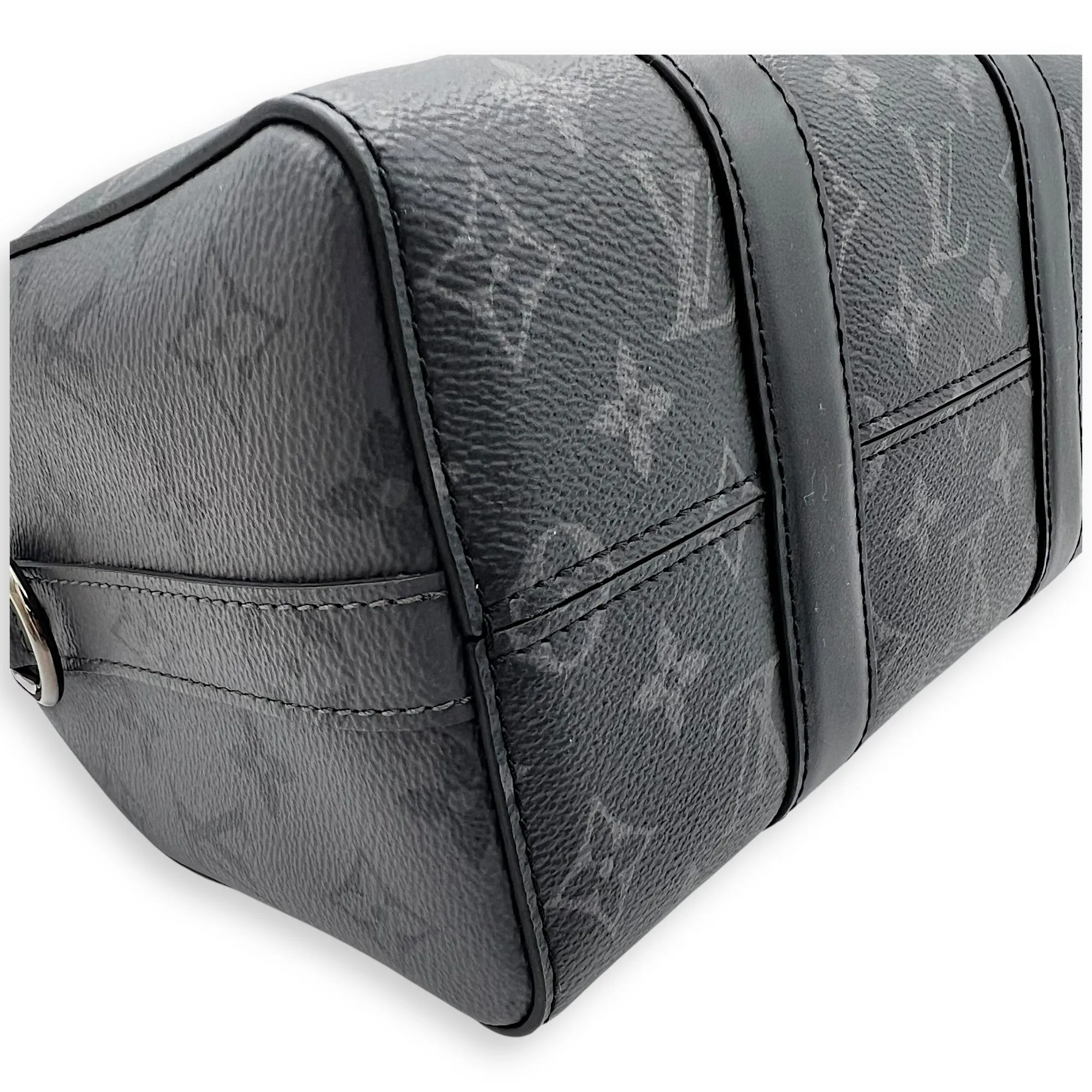 City Keepall Black Crossbody Bag in Coated Canvas, Silver hardware