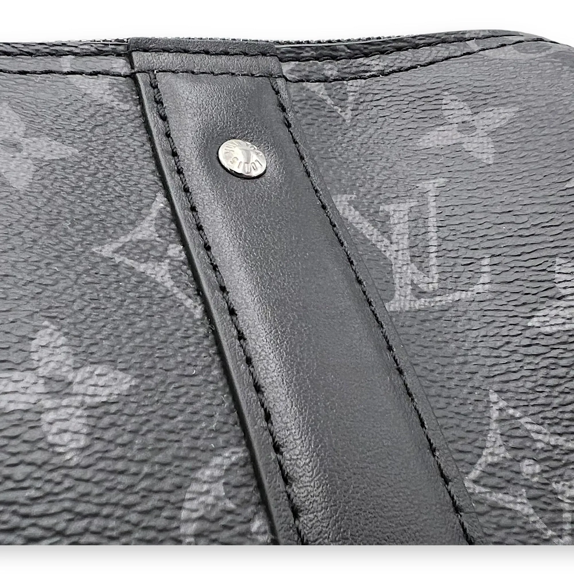 City Keepall Black Crossbody Bag in Coated Canvas, Silver hardware