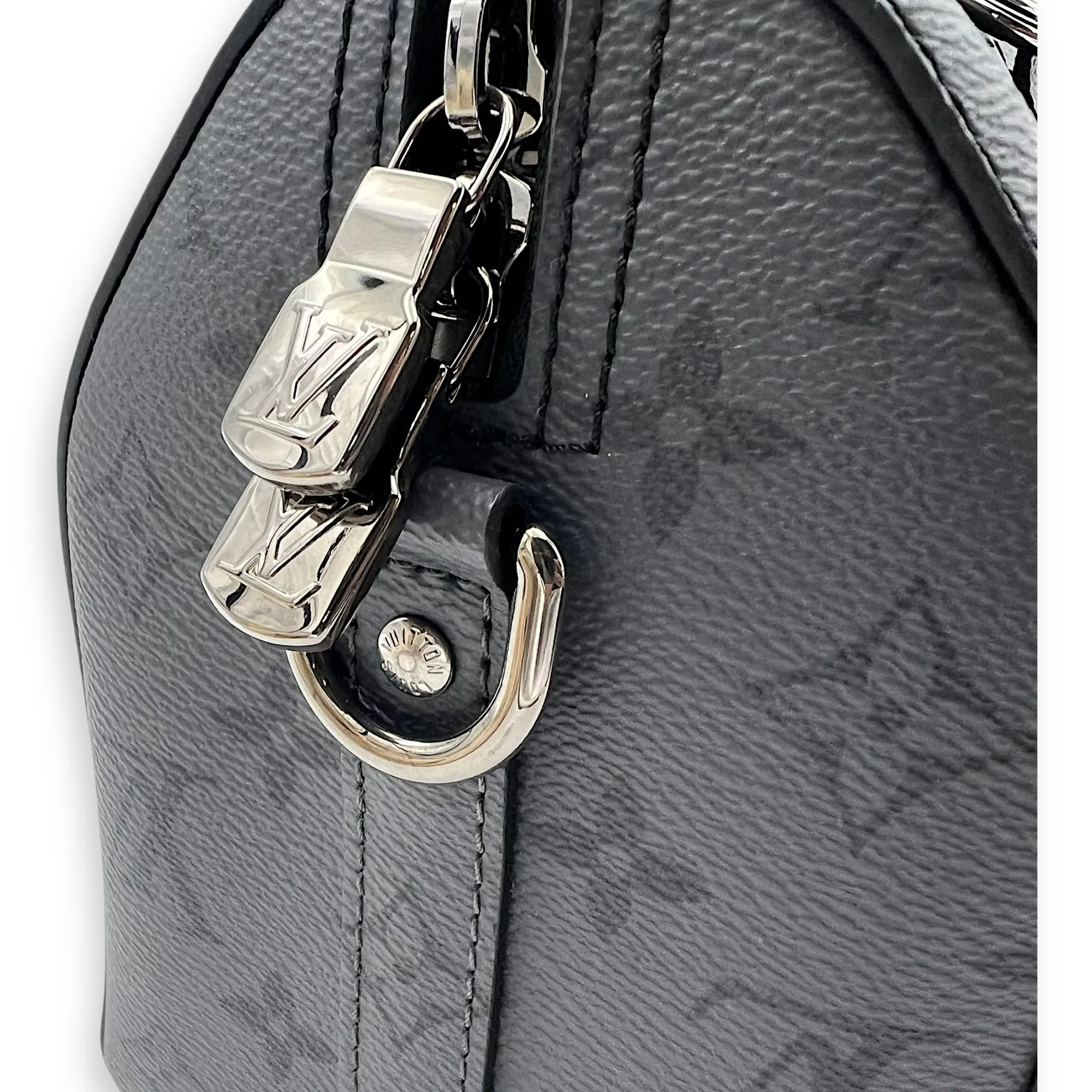 City Keepall Black Crossbody Bag in Coated Canvas, Silver hardware