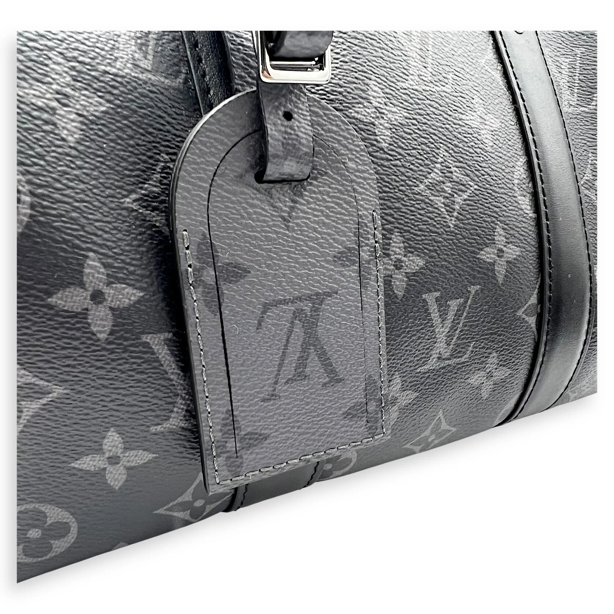 City Keepall Black Crossbody Bag in Coated Canvas, Silver hardware