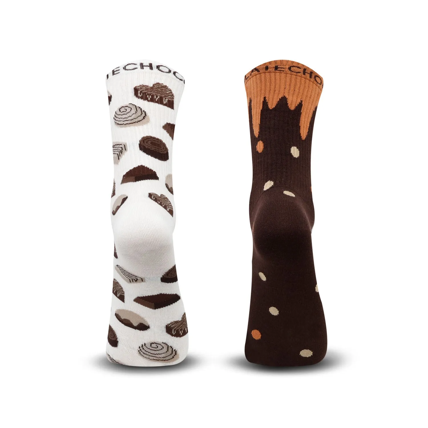 Couple Crew Length Socks White & Brown