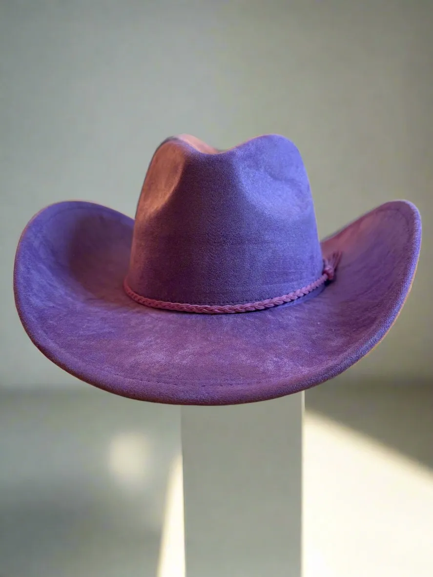 Cow boy hat / Western hat purple / soft Suede