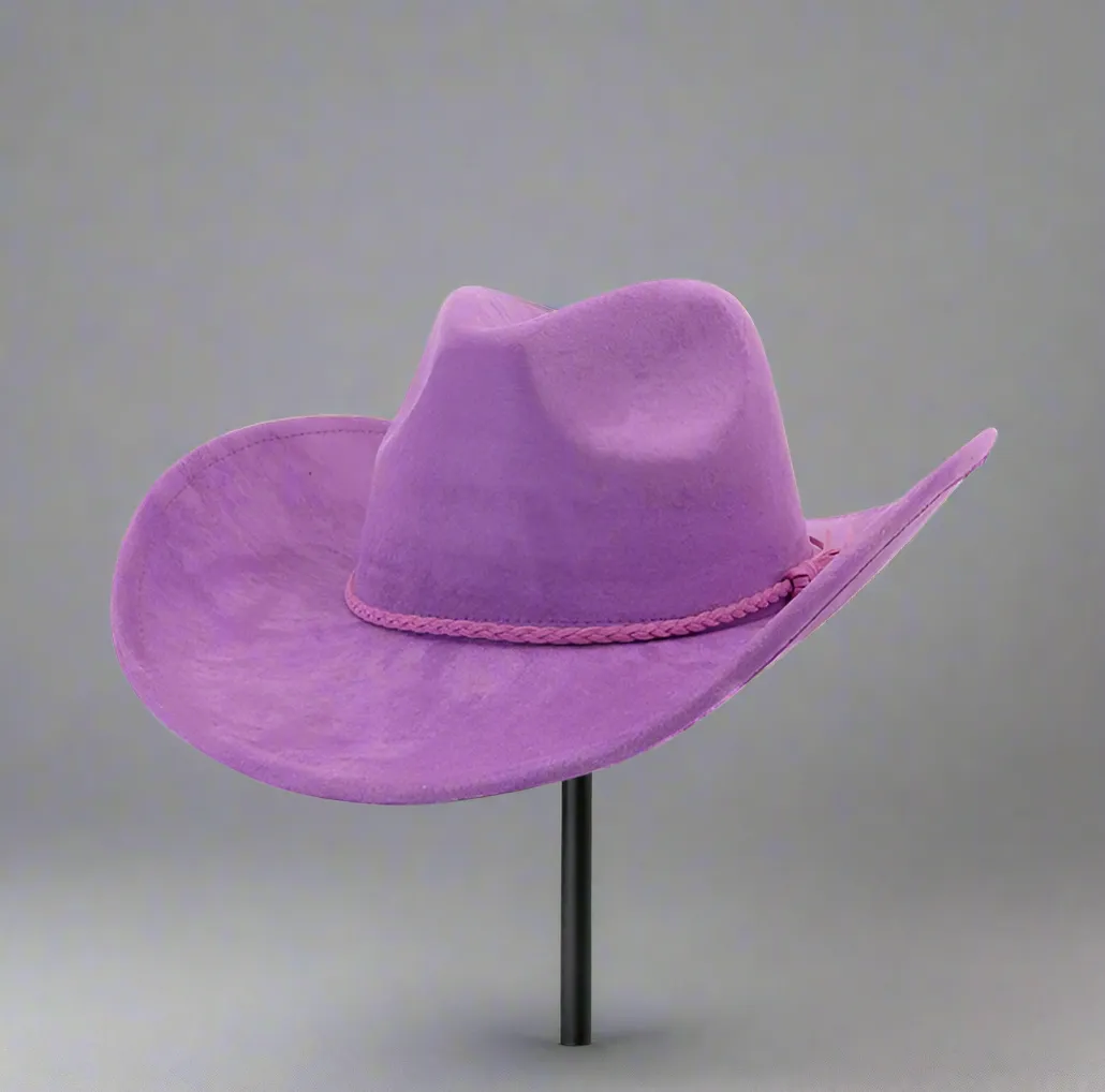 Cow boy hat / Western hat purple / soft Suede