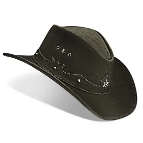 Cowboy Hat Western Green Leather Ranger Star