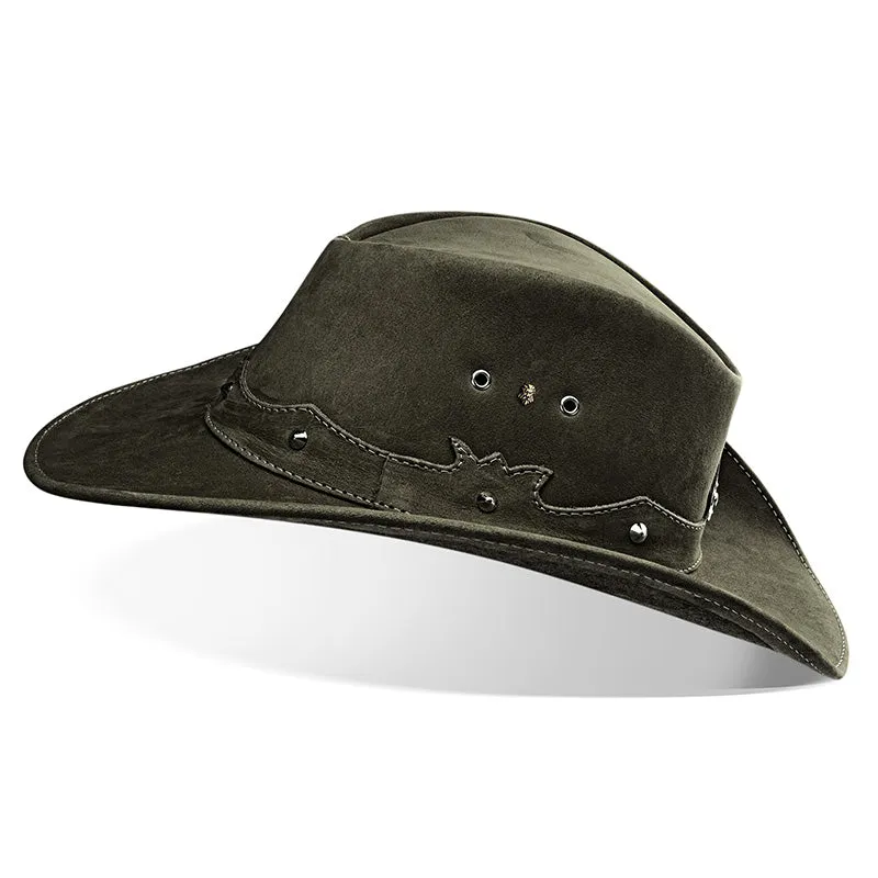 Cowboy Hat Western Green Leather Ranger Star