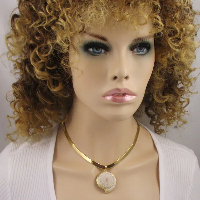 Cream Shell Pendant Necklace on Gold Chain