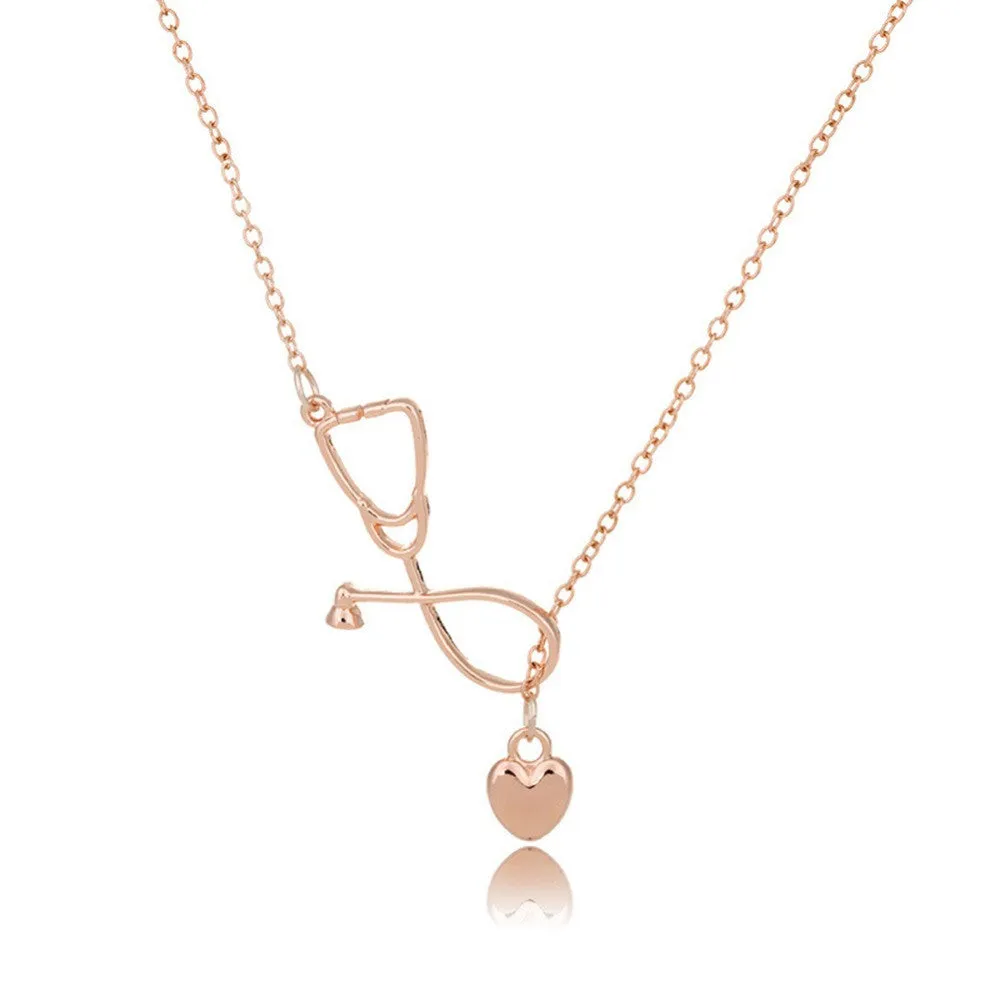 Creative Nurse Stethoscope Heart Pendant Necklace for Women